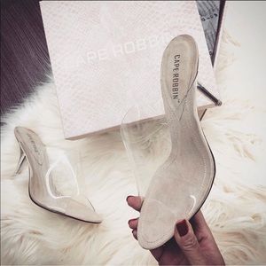 Cape Robbin clear/nude mules. 
3.5" Heel